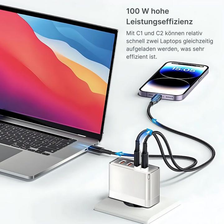 Immagine prodotto Hermex Caricabatterie 100W veloce USB-A USB-C alimentatore a 4 porte (100 W)