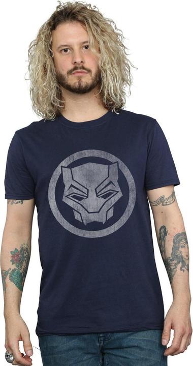 Actual product image Black Mens Distressed Logo Cotton T-Shirt (XXL)