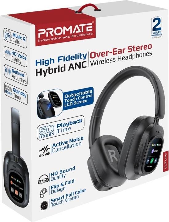 Actual product image ProMate VuTune ANC headphones with controller (ANC, 50 h, Wireless, Cable)