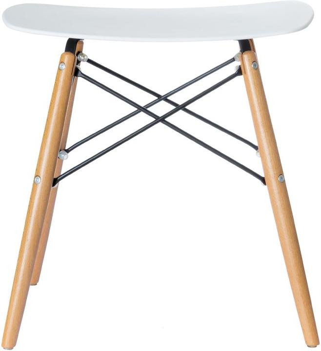 Actual product image Paperflow SKOLL stool, solid beech wood legs, white seat.
