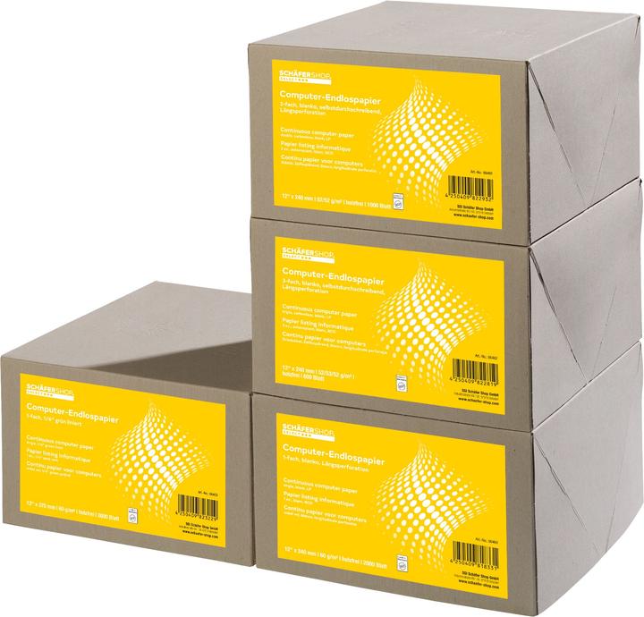 Immagine prodotto Schäfer Shop Carta continua per computer, 3 pieghe in bianco, 600 pezzi (52 g/m², Ritratto A4, 600 x)
