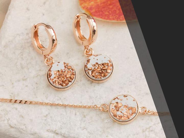 Image du produit C. Jungle Boucles d'oreilles Créoles Ava2 Fait à la main en argent sterling plaqué or rose 18 carats Ultra ho (Plaqué or rose 18 carats, Argent, Béton à très haute résistance)