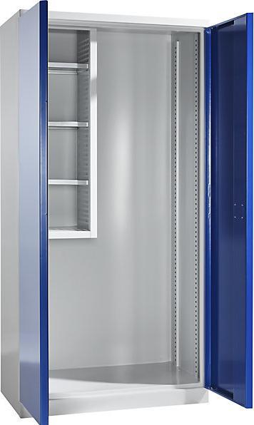 Produktbild MBA-System Geräte- und Putzmittelschrank JUMBO, Vollblechtüren/1 Regalbox, l.grau/blau (45 cm, 112 cm)