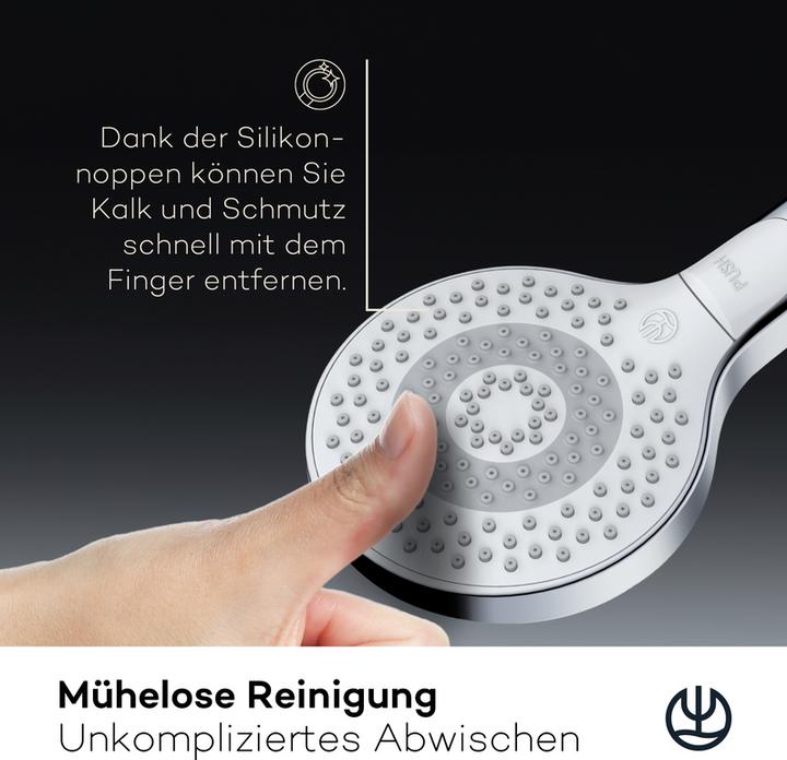 Actual product image Kludi X3 Shower set, shower head 11,7 cm + shower hose 1,6 m (3 Beam types, 15 l/min)