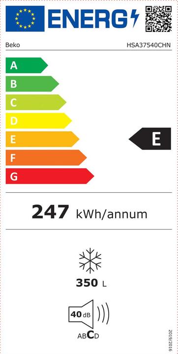Energy Label Beko HSA37540CHN (Stand-alone, 350 l)