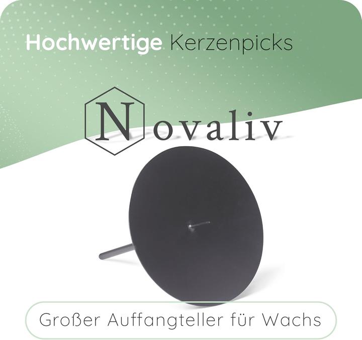 Image du produit Novaliv 4x Pique à bougie, 6 cm NOIR, pour couronne de l'Avent, épingle à bougie, couronne de Noël