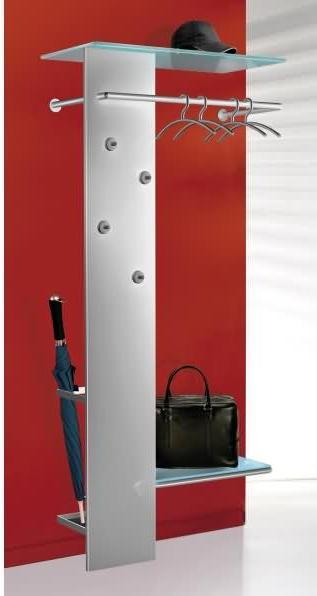 Actual product image Kerkmann Wall coat rack Kent 33676514 silver metal 4 hooks 80.0 x 190.0 cm
