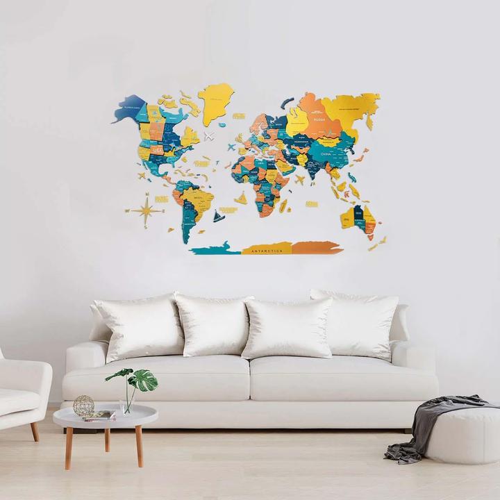 Immagine prodotto Enjoy The Wood Mappa del mondo in 3D (120 x 200 cm)