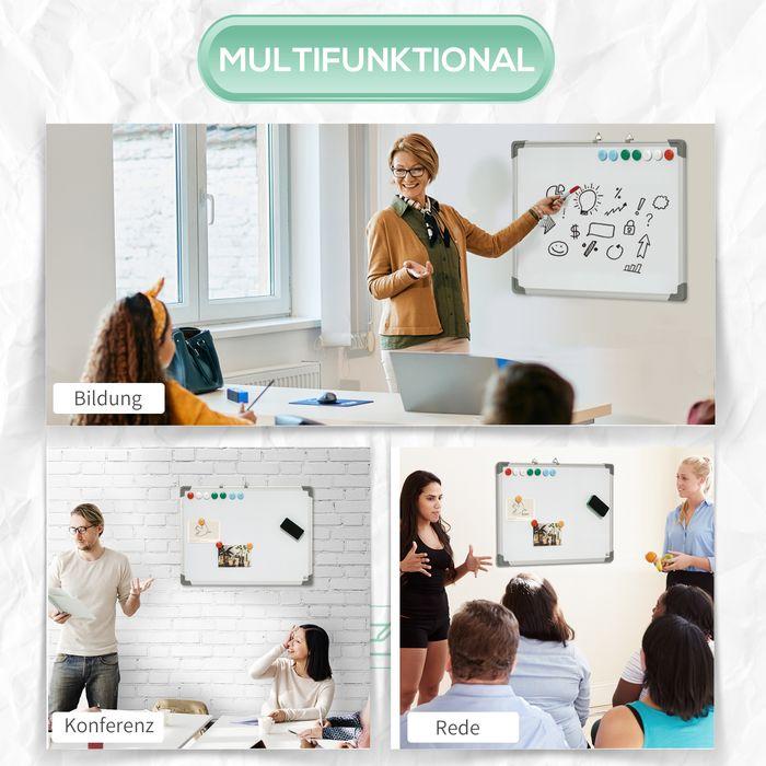 Image du produit Swisshandel24 Tableau blanc magnétique Tableau magnétique avec 4 marqueurs 1 gomme 10 chevalets magnétiques