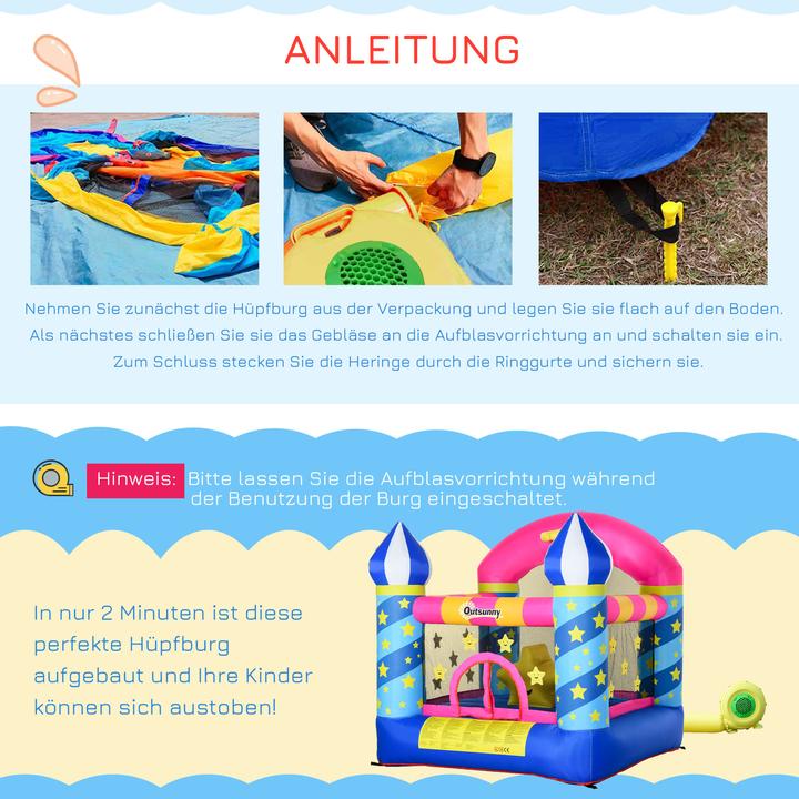 Produktbild Outsunny Kinderhüpfburg im Schloss- und Sternen Design