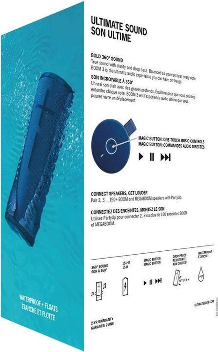 Actual product image UE Boom 3 (15 h, Rechargeable battery operated, USB power delivery)