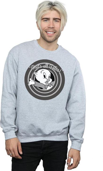 Actual product image Looney Tunes Mens That's All Folks Porky Pig Sweatshirt (3XL)