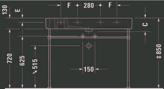 Actual product image Duravit Furniture washbasin VERO w ÜL HLB 1050x490mm 1 tap hole white WG (490 mm, 1050 mm)