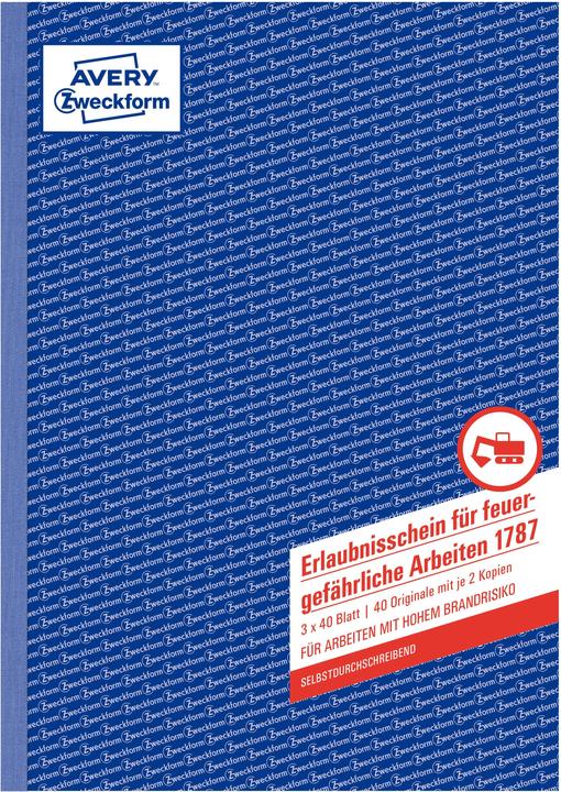 Produktbild Avery Erlaubnisschein feuergefährliche Arbeiten DIN A4 selbstdurchschreibend 2 Durchschläge 3 x 40 Bl. (40 x)
