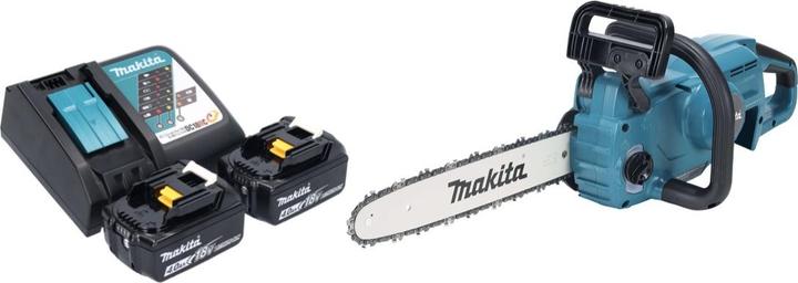Produktbild Makita DUC 357 RM2X2 Akku Kettensäge 18 V 35 cm 7,7 m/s Brushless + 2x Akku 4,0 Ah + Ladegerät (Akku Kettensäge)