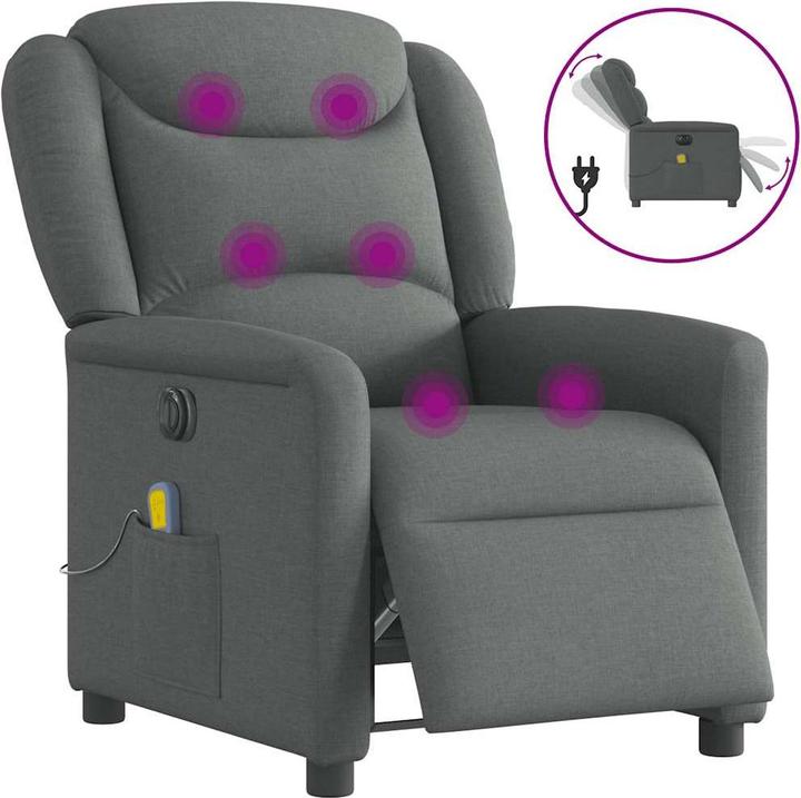 Immagine prodotto VidaXL Sedia da massaggio elettrica in tessuto grigio scuro