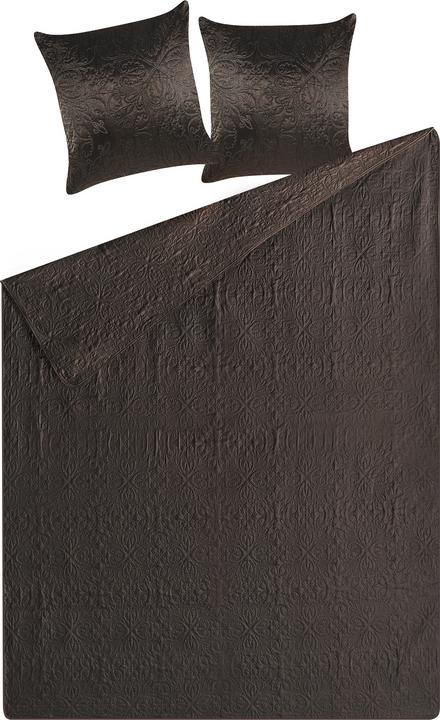 Produktbild Beliani Tagesdecken Set mit Kissen Prägemuster 3-teilig braun 140 x 210 cm RAYEN (140 x 210 cm)