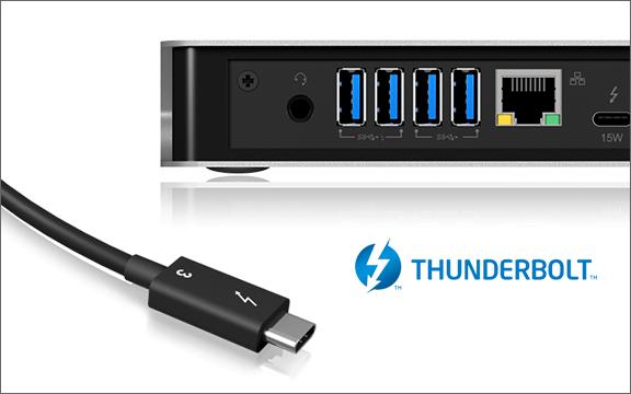 Actual product image Icy Box IB-DK2801-TB3 - Thunderbolt 3 Triple Dock 85W PD (USB-A, Thunderbolt, USB-C, 15 ports)