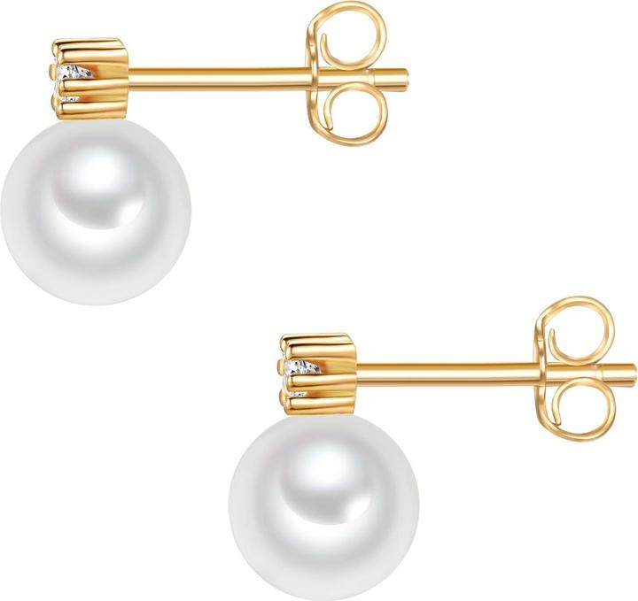 Produktbild Valero Pearls Damen Sterling Silber Zirkonia Süsswasser-Zuchtperle gelbgold - 32348 (Sterling Silber)