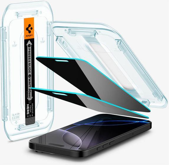 Actual product image Spigen Glas.Tr ”Ez Fit” 2-Pack forfor iPhone 16 Pro Max 6,3" privacy (2 Piece, Apple iPhone 16 Pro Max)