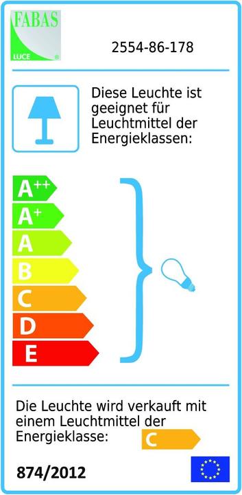 Energie-Label Fabas Luce nickelchrom Hochvolt MetallStrahler 6flg mit Schwenkarm (GU10)