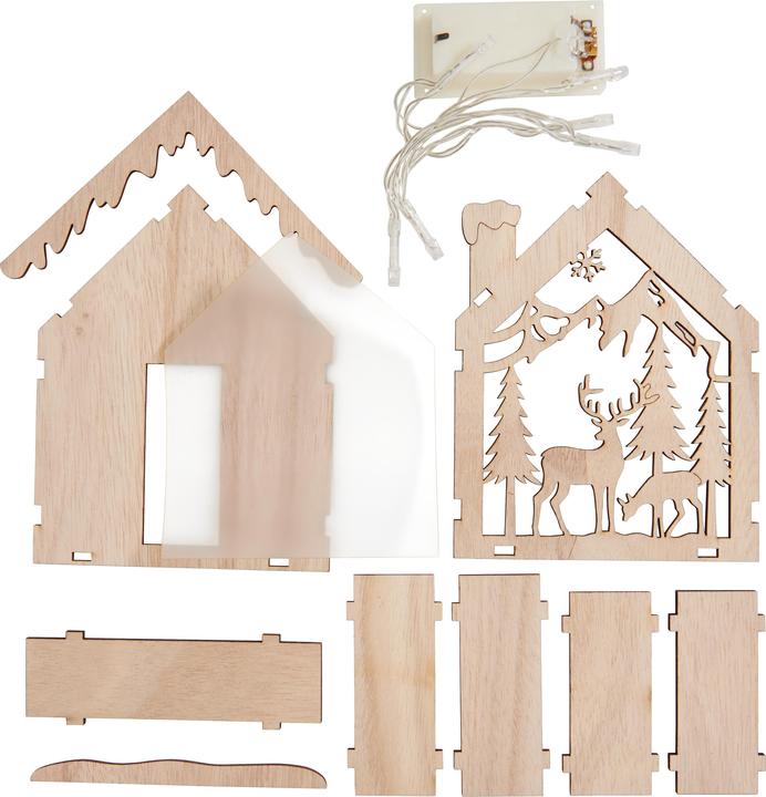 Produktbild VBS Holzbausatz "Lichterhaus", inkl. Beleuchtung, 11-tlg.