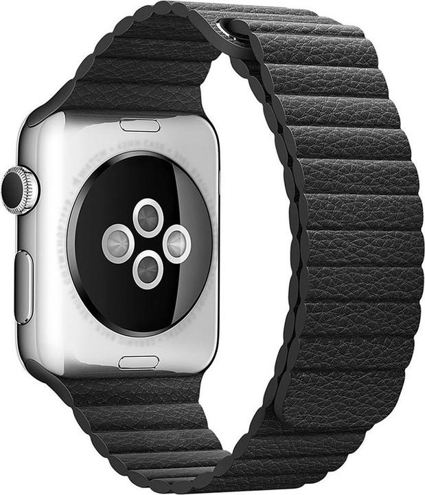 Produktbild Cover-Discount Apple Watch 42 / 44mm - Lederarmband mit Magnetschlaufe schwarz (44 mm, 42 mm, Silikon, Kunstleder)