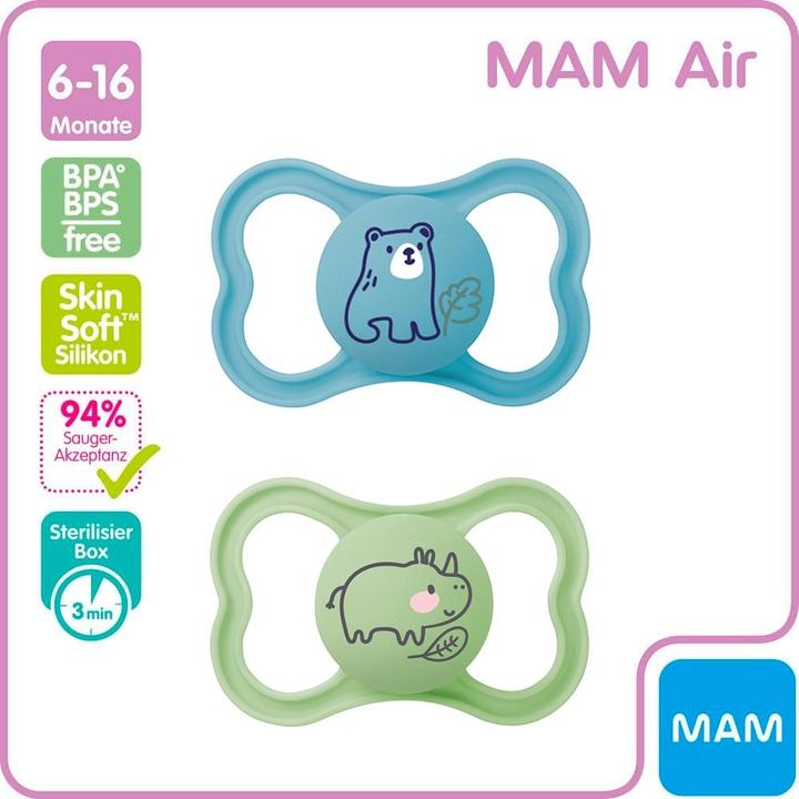 Produktbild MAM Air Silikon Schnuller, 2 Stück, 6-16 Monate (2 x, 6 - 16 Monate)