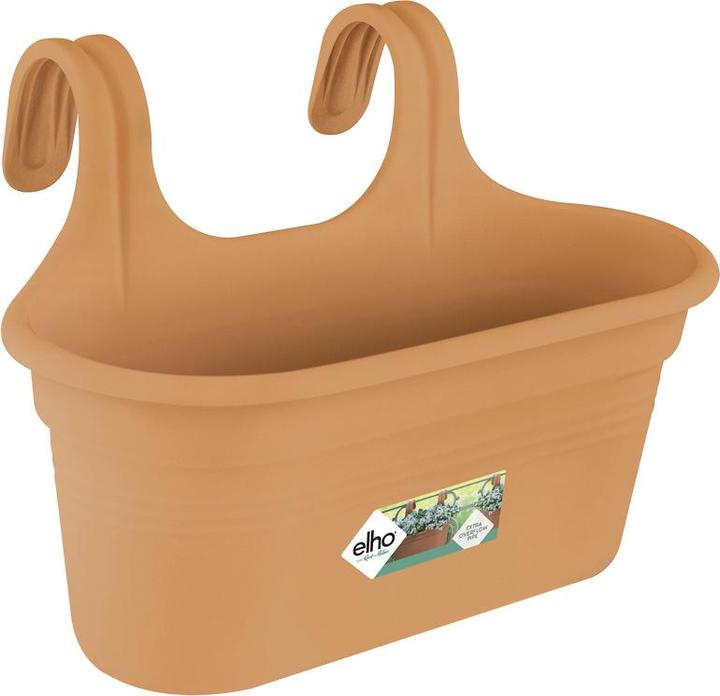 Elho Easy Hanger Green Basics balcony box, oval, 26x36x25.7 cm, made of plastic in terracotta (26.20 cm)
