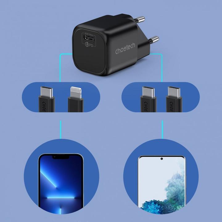 Actual product image Choetech GaN USB charger Type C PD 30W black (PD5007) (30 W)
