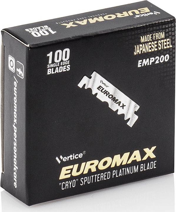 Actual product image Euromax 100 Single-Sided Razor Blades 'CRYO SPUTTERED' 50g (100 x)