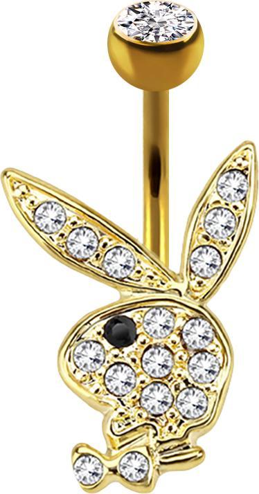 Actual product image Star Piercing Banana 14k Gold Plated with Playboy Bunny Black (Surgical steel 316L, without brass)