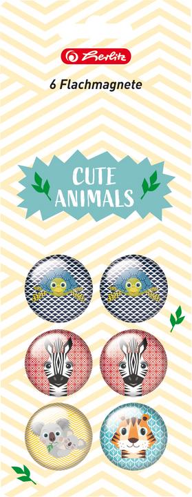 Actual product image Herlitz Flat magnet round 6s Cute Animals (6 x)