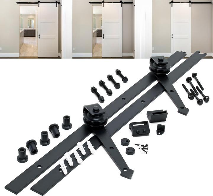 Actual product image Wiltec Sliding Door System Set with 183 cm Sliding Rail for Doors up to max. 90kg