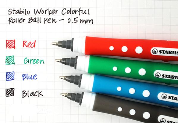 Produktbild STABILO worker+ colorful Tintenroller (Rot, Schwarz, Grün, Blau, 4 x)