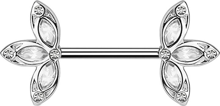 Produktbild Star Piercing Barbell silber mit drei Blütenblatt silber (Chirurgenstahl 316L, Messing)