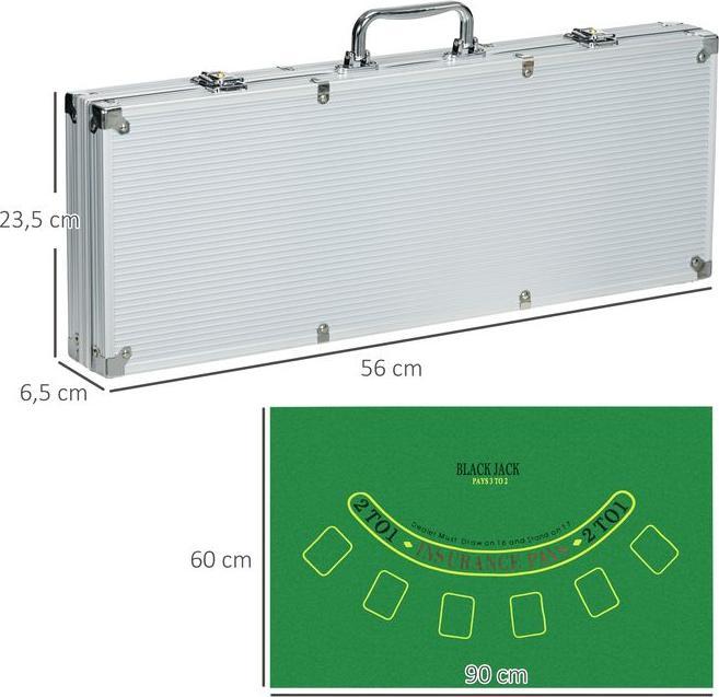 Actual product image Swisshandel24 Poker case set, 500 poker chips 11.5 grams, poker set with lock, 2 poker decks, 5 dice, 1 dealer B
