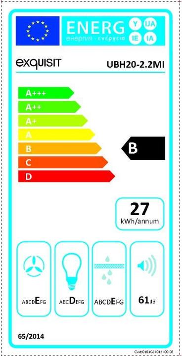 Energie-Label Exquisit UBH 20-2.1 MI Inox-Silber Unterbau-Dunstabzugshaube (Unterbauhaube)