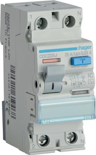Produktbild No Name CDC225J 25A/ 30MA/AC DIFFERENZIALSCHUTZSCHALTER 25A 2P 2M 30MA AC 6KA (Gehäuse)