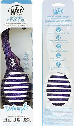 Wet Brush Shower Detangler Purple Glitter -