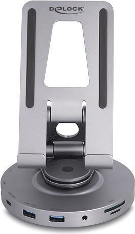 Produktbild Delock Tablet und Notebook Dockingstation 4K mit integrierter Halterung - HDMI / USB / Hub / SD / Mi (USB-C, 2 Ports)
