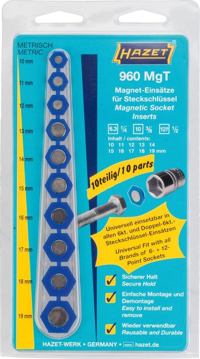 Image du produit HAZET Insert magnétique ∙ pour douilles 960MGT ∙ Profil à 6 pans extérieurs (19 mm, 10 mm, 14 mm, 18 mm, 11 mm, 12 mm, 17 mm, 15 mm, 13 mm, 16 mm)