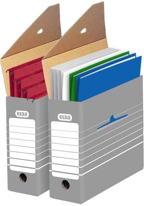 Produktbild Elba trische Archivbox, Breite 95 mm, für A4, grau-weiß aus stabiler Wellpappe, Maße: (A4)