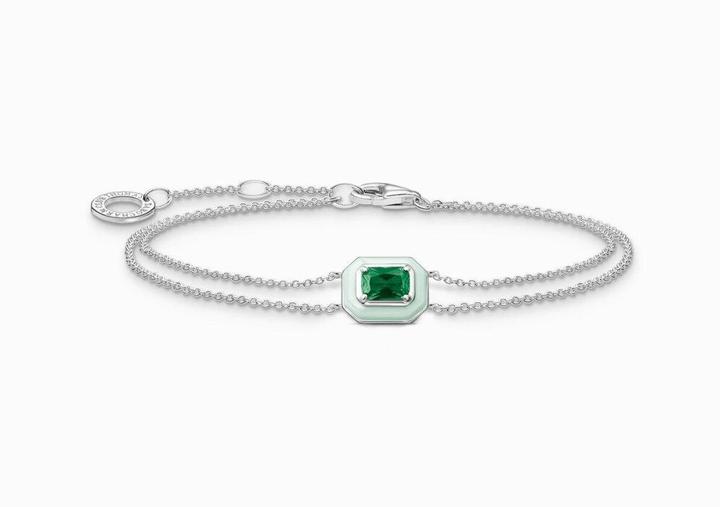 Immagine prodotto Thomas Sabo Bracciale con pietra verde in argento (19 cm, Smalto, Argento 925)