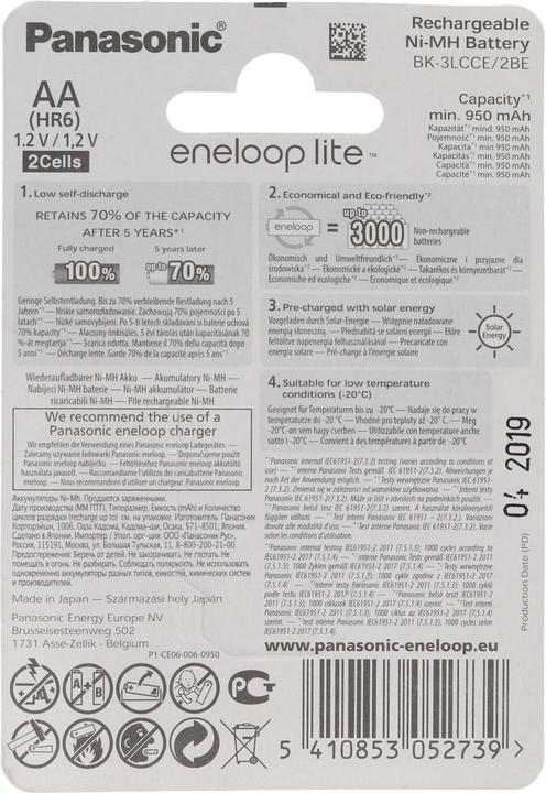 Produktbild Panasonic eneloop Lite (2 Stk., AA, 950 mAh)