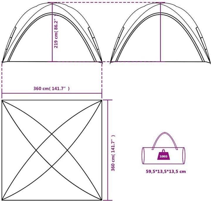 Actual product image VidaXL Party tent 190T Taffeta (360 cm, 360 cm)