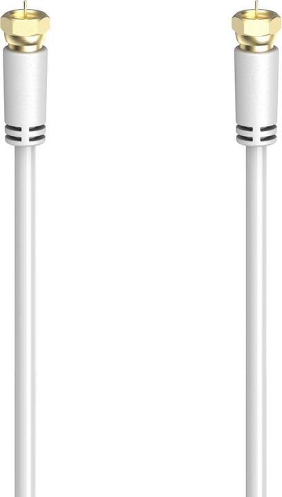 Hama SAT connection cable, F plug - F plug, gold-plated, 5 m, 100 dB, white (100 dB, Antenna cable)