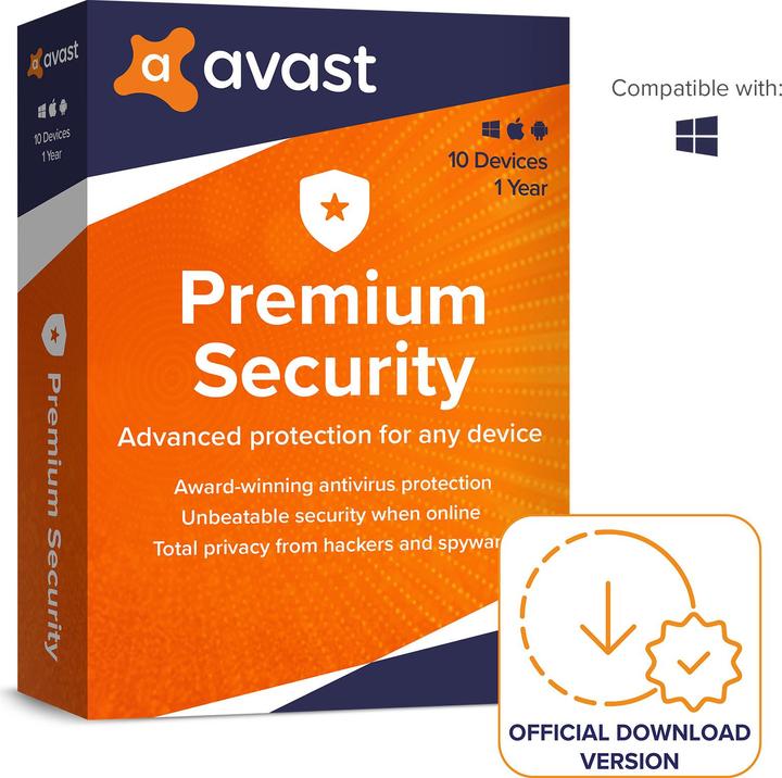 Image du produit Avast Premium Security (10 Utilisateur, 10 Périphériques/Utilisateurs, 12 mois)