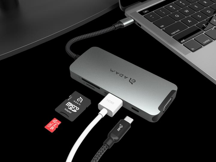 Actual product image Adam Elements CASA A08 Multi-Function Hub 8in1, grey (USB-B, 8 Ports)