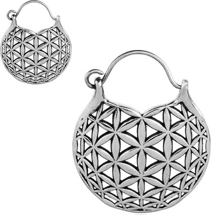 Produktbild Star Piercing Ohrring silber Blume des Lebens (Messing)